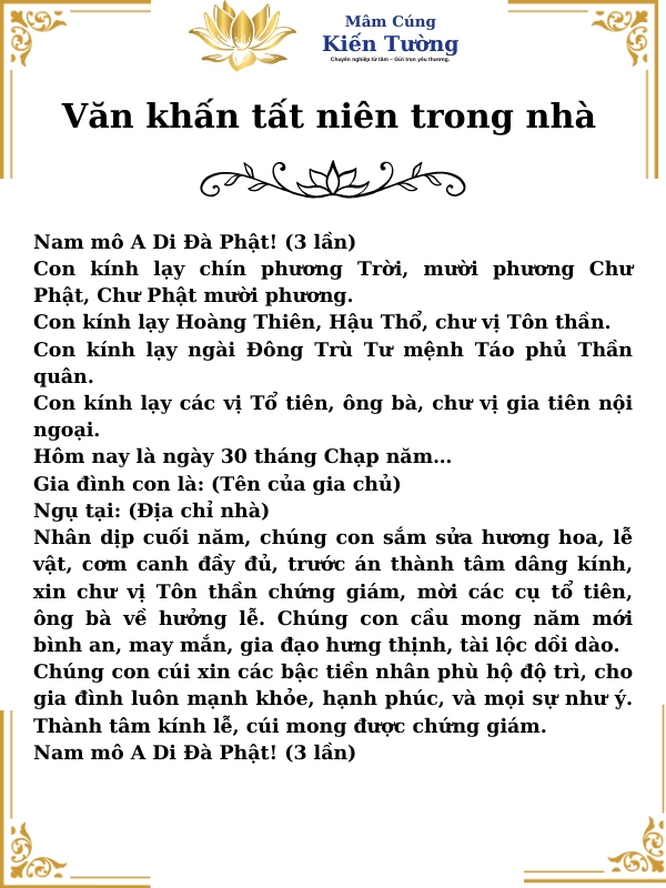 Văn khấn tất niên trong nhà