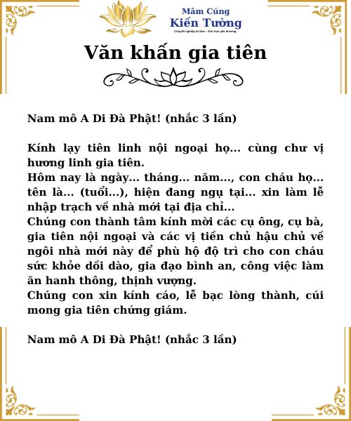 Văn khấn gia tiên