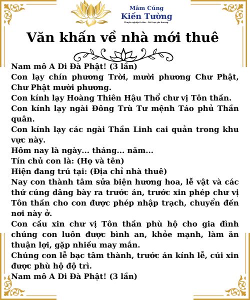 Văn khấn về nhà mới thuê đơn giản