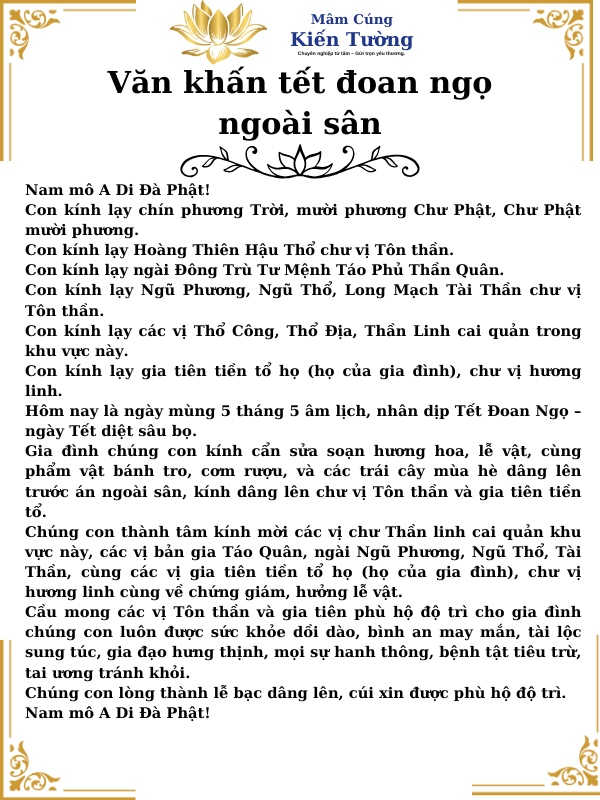 Văn khấn tết đoan ngọ ngoài sân