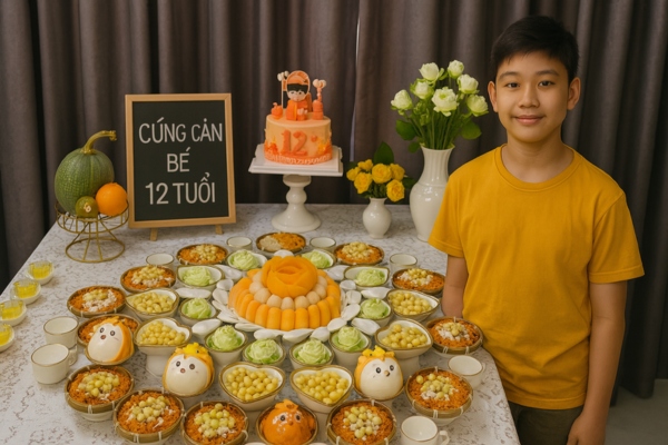 Chuẩn bị lễ vật cúng căn cho bé 12 tuổi. Chuẩn bị lễ vật cúng căn cho bé 12 tuổi.