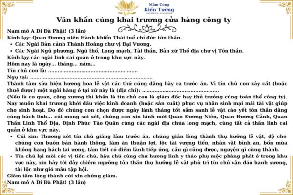 Văn khấn cúng khai trương cửa hàng công ty Văn khấn cúng khai trương cửa hàng công ty