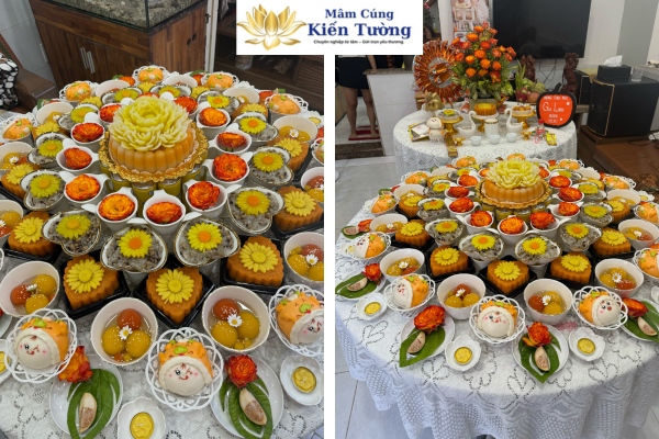 Mâm cúng đầy tháng màu cam cho bé gái gồm những gì?