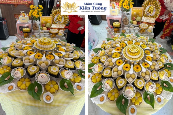 Mâm cúng đầy tháng tone vàng cho bé gái gồm những gì?