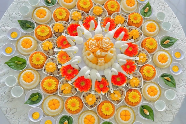 mâm cúng màu cam cho bé gái mâm cúng màu cam cho bé gái